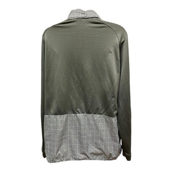 Nike GOLF Pullover Dri-Fit Fabric Mix 1/2 Zip Cover-Up Size M Green Gingham Hood - Picture 6 of 13